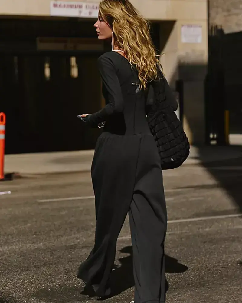 Free People Hot Shot Wide Leg Onesie | Black