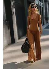 Free People Hot Shot Wide Leg Onesie | Rust