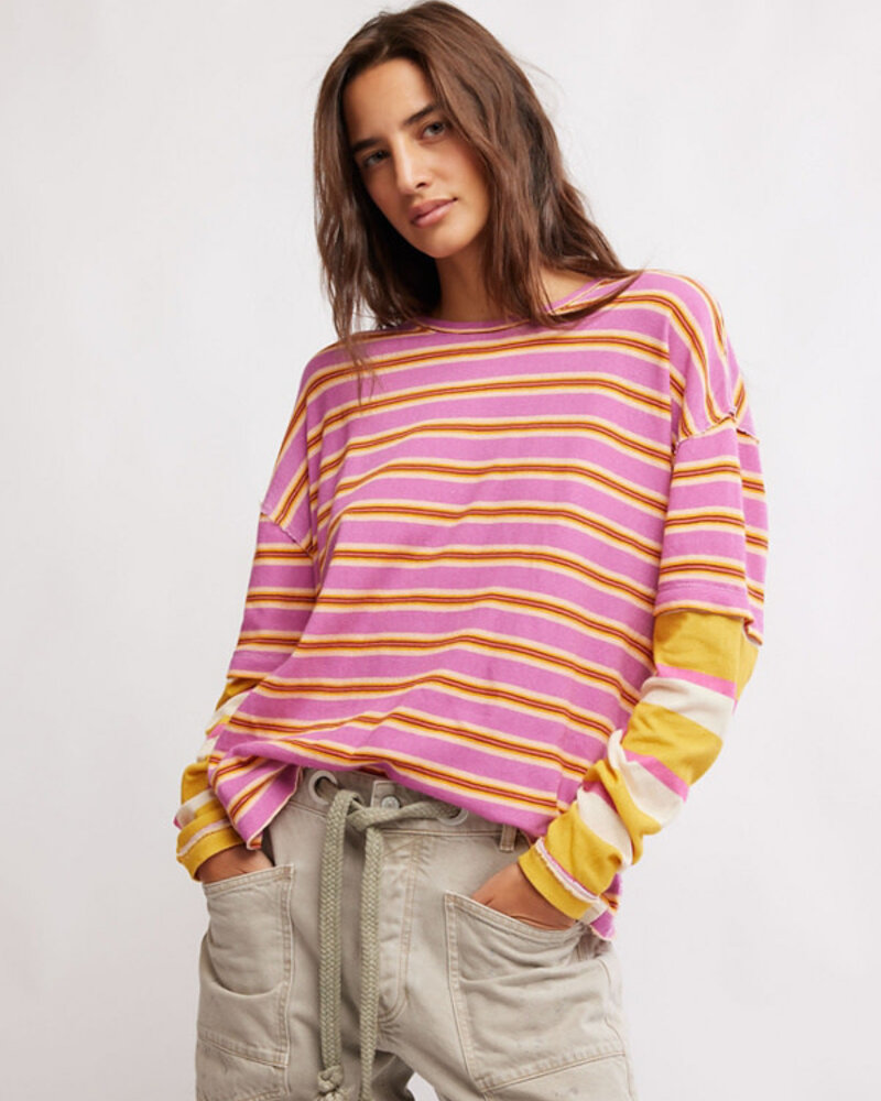 Free People Nina Stripe Long-Sleeve Tee | Lilac