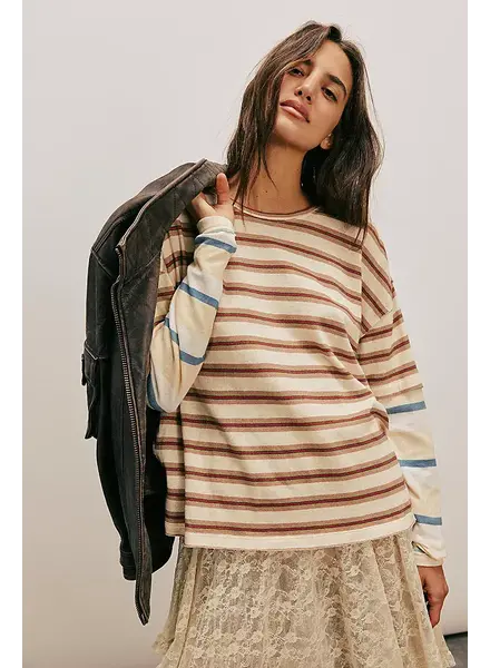 Free People Nina Stripe Long-Sleeve Tee | Neutral