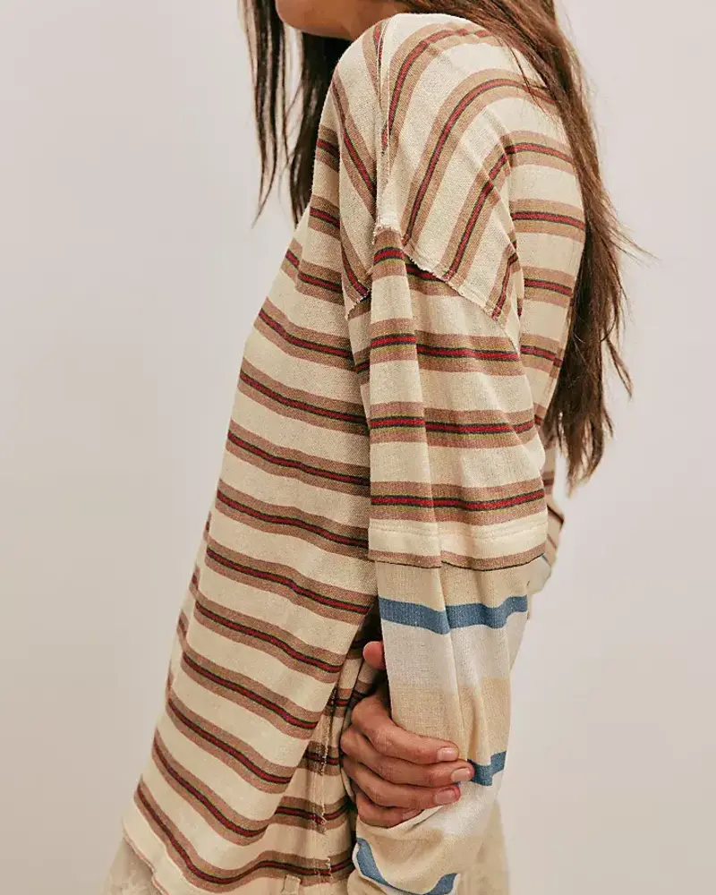 Free People Nina Stripe Long-Sleeve Tee | Neutral
