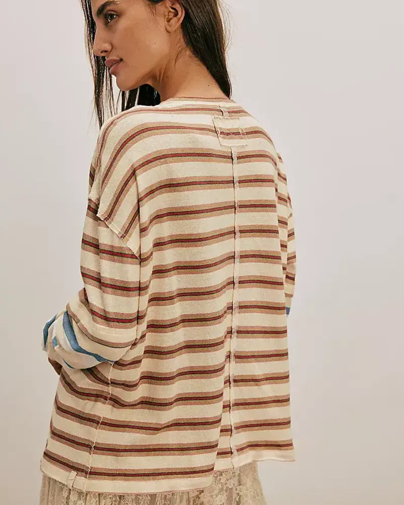 Free People Nina Stripe Long-Sleeve Tee | Neutral