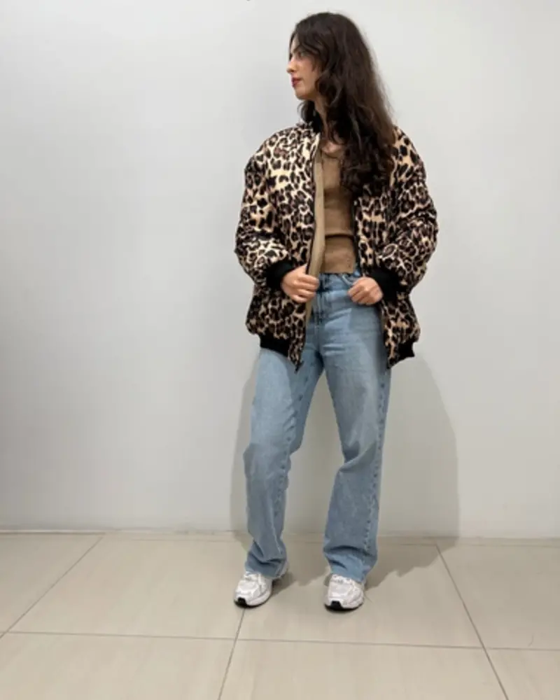 Elektra Reversible Leopard Bomber | Biege