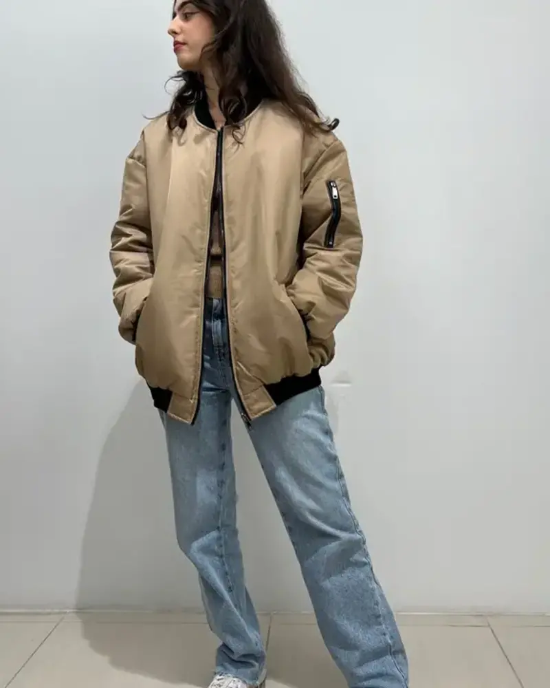Elektra Reversible Leopard Bomber | Biege