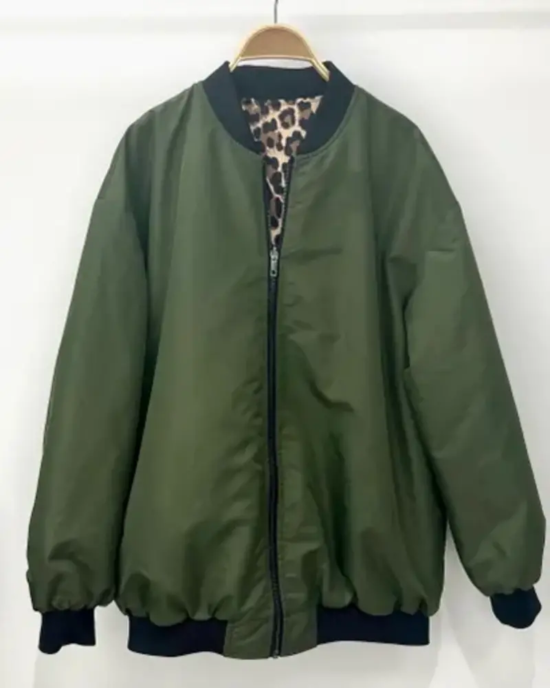 Elektra Reversible Leopard Bomber | Army