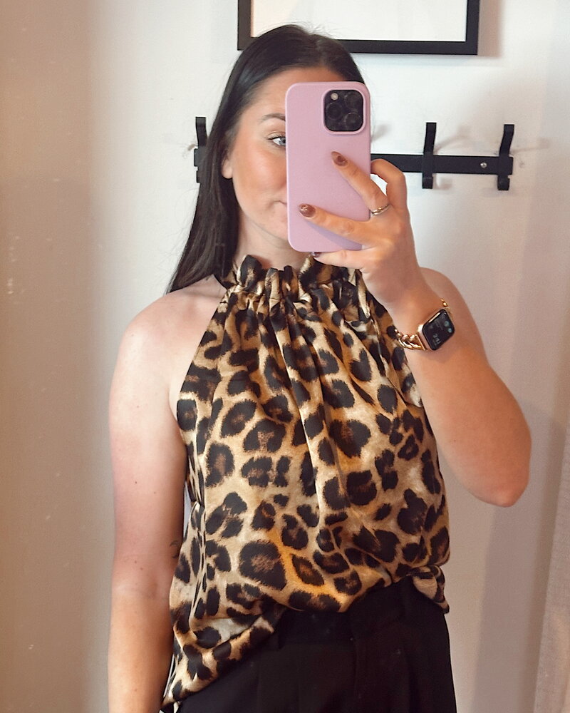 Elisabeth Leopard Top | Camel