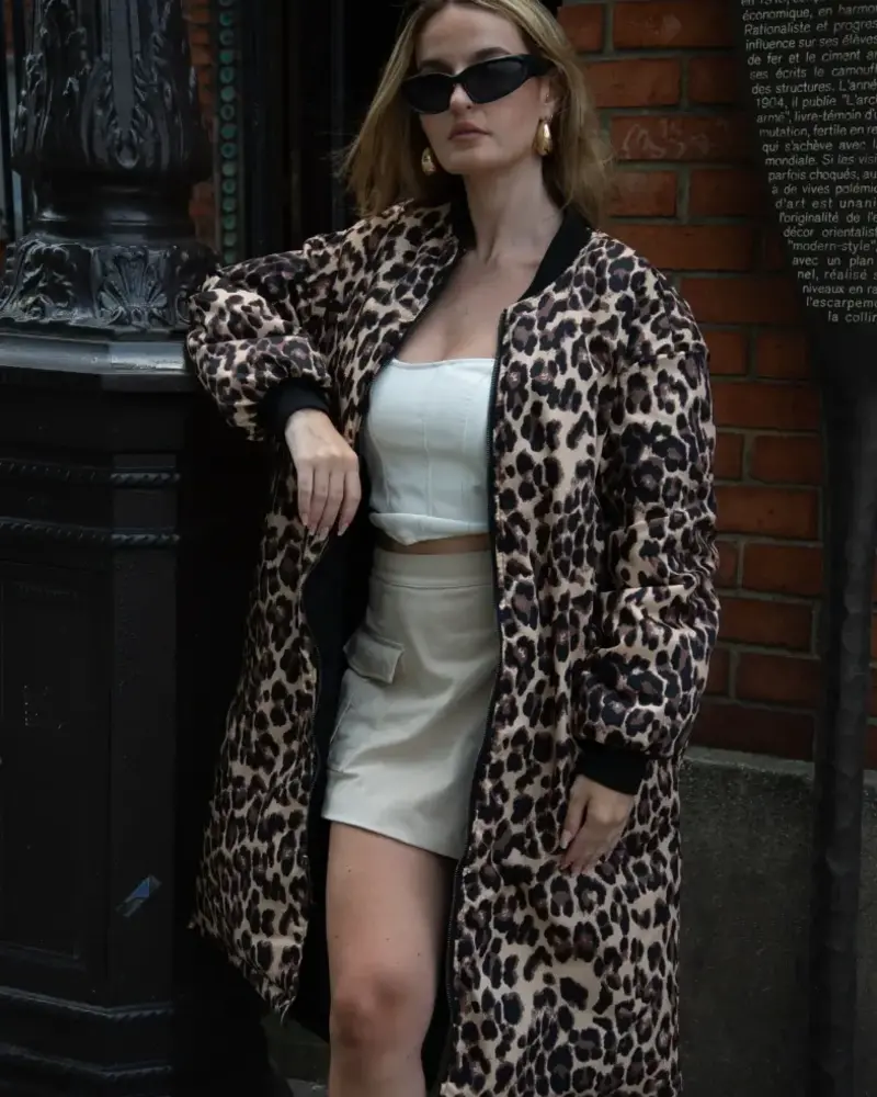Freya Reversible Leopard Long Bomber