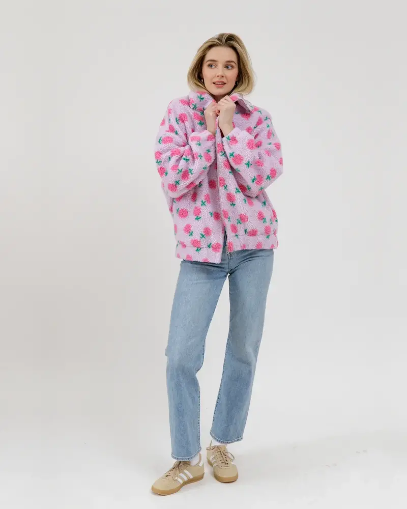 Floral Sherpa Jacket | Purple