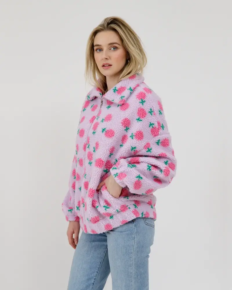 Floral Sherpa Jacket | Purple