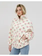 Floral Sherpa Jacket | White