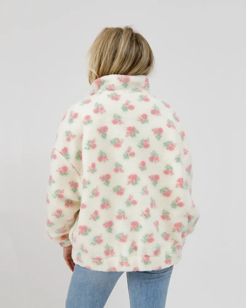 Floral Sherpa Jacket | White