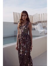 Raised Romantic Floral Tulle Dress | Nude