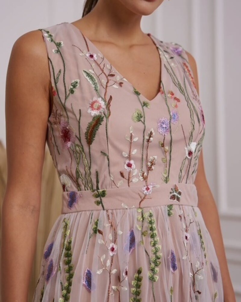Raised Romantic Floral Tulle Dress | Pink