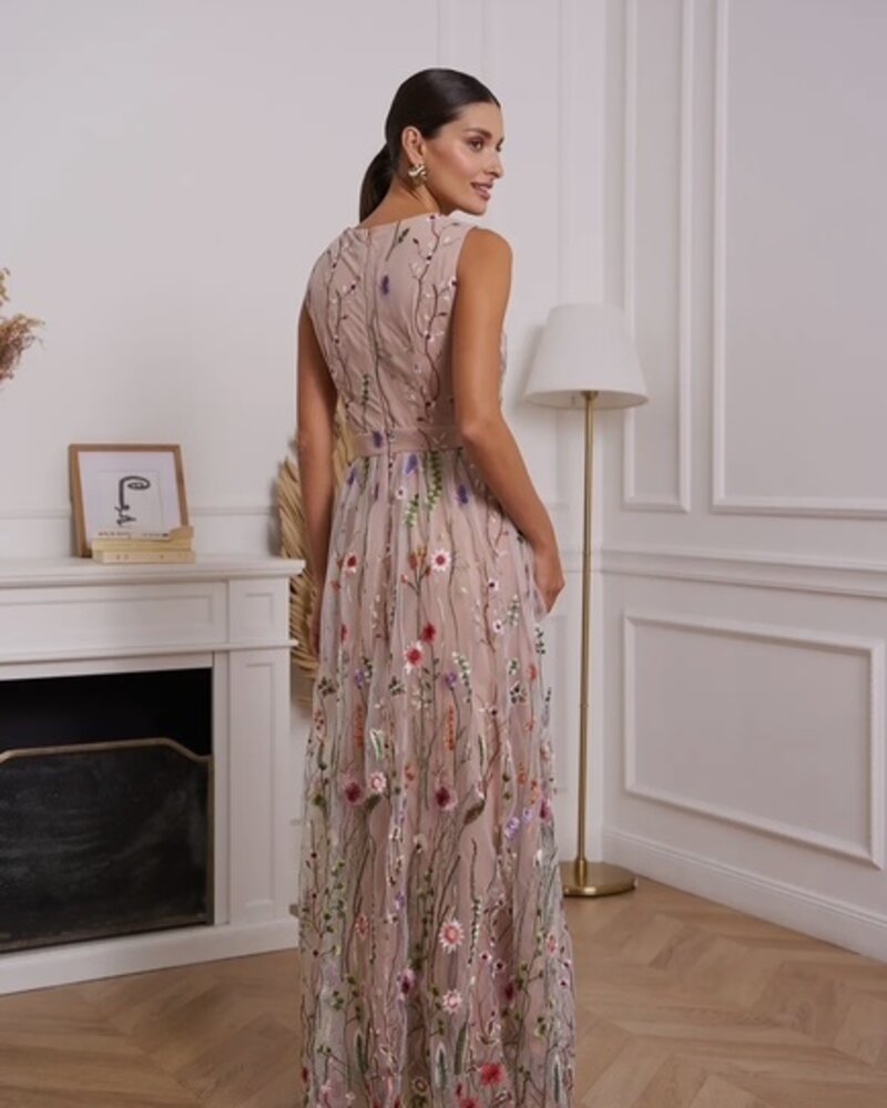 Raised Romantic Floral Tulle Dress | Pink