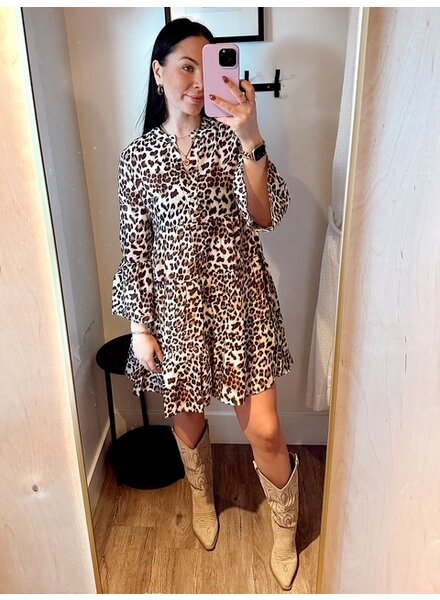 Landy Leopard Printed Silk Dress