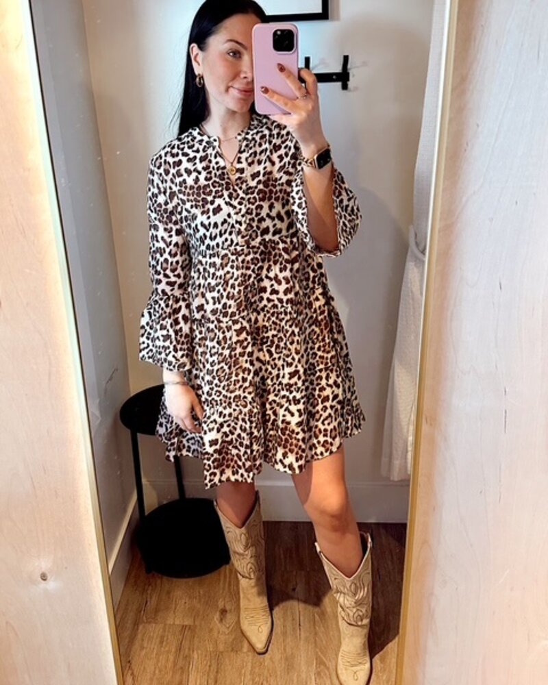Landy Leopard Printed Silk Dress