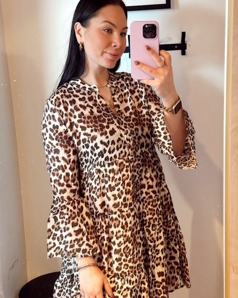 Landy Leopard Printed Silk Dress