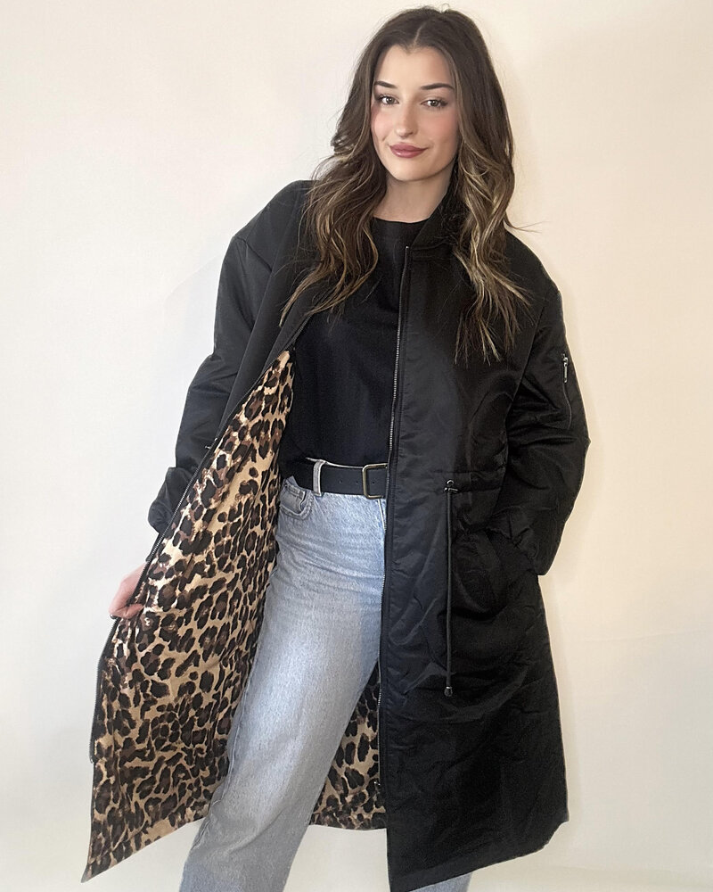 Freya Reversible Leopard Long Bomber
