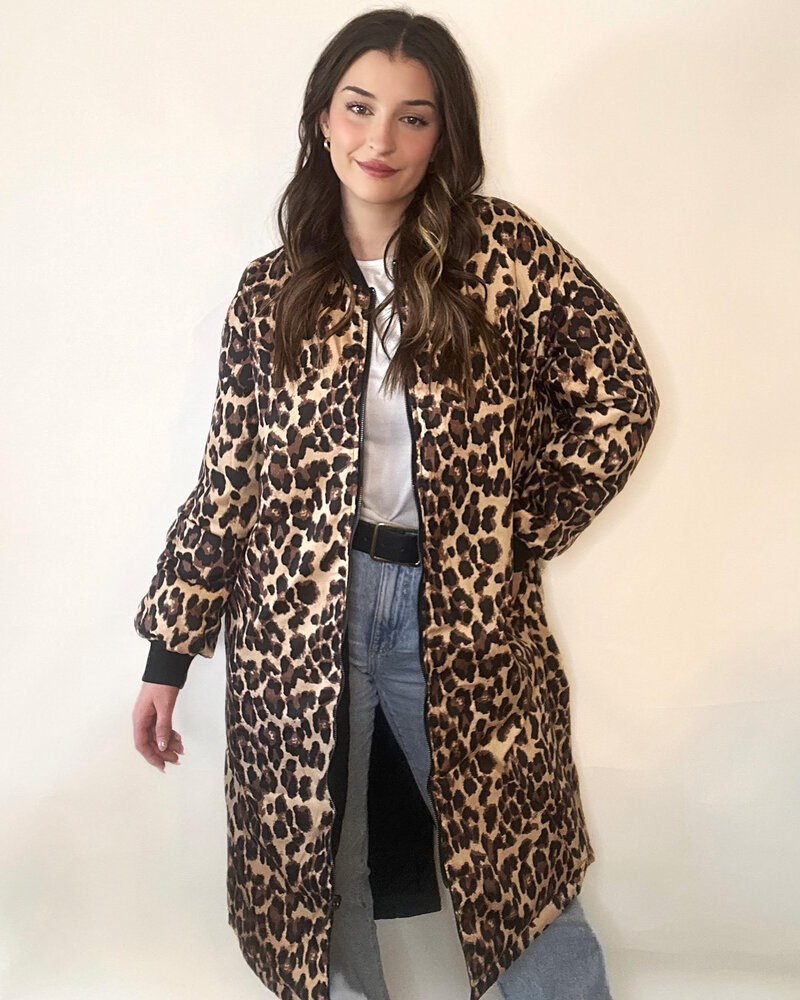 Freya Reversible Leopard Long Bomber