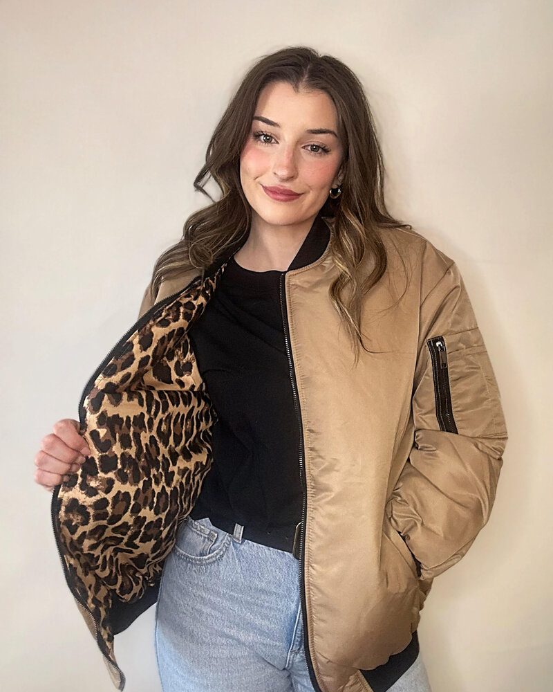 Elektra Reversible Leopard Bomber | Biege