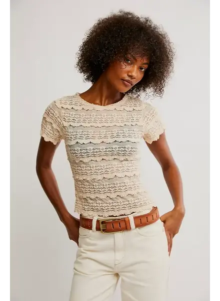 Free People Angelina Lace Tee | Tea
