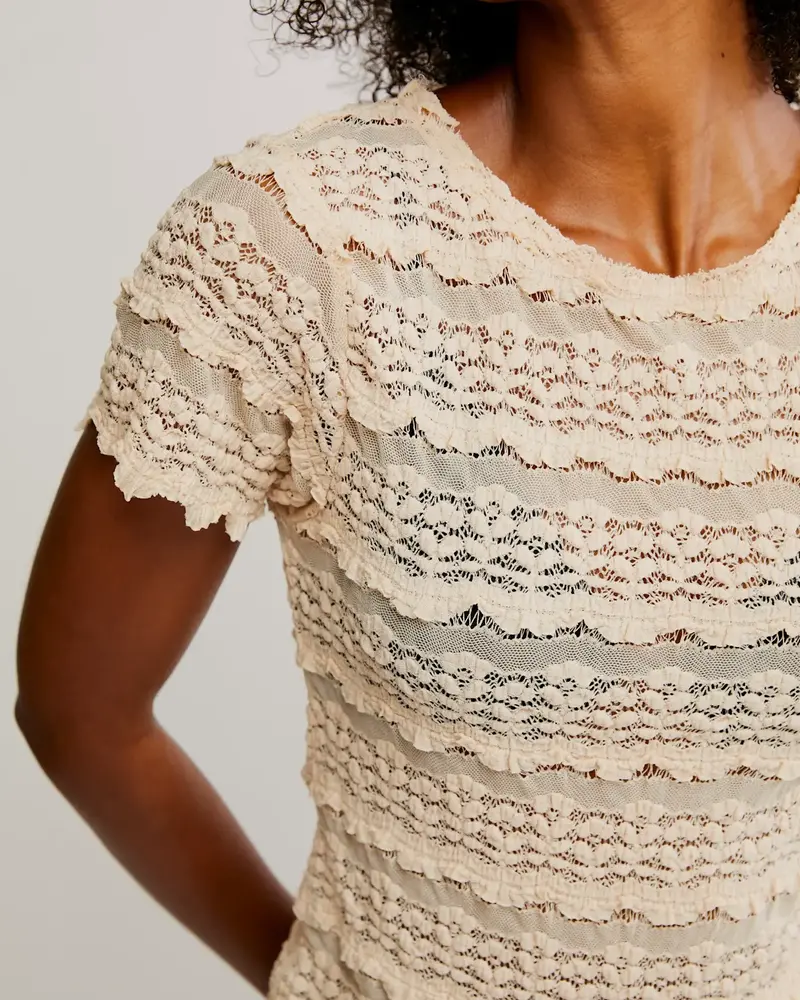 Free People Angelina Lace Tee | Tea