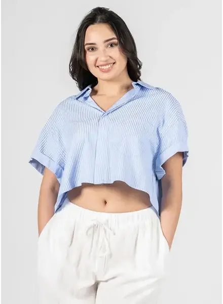 Crop Boxy Oxford Shirt