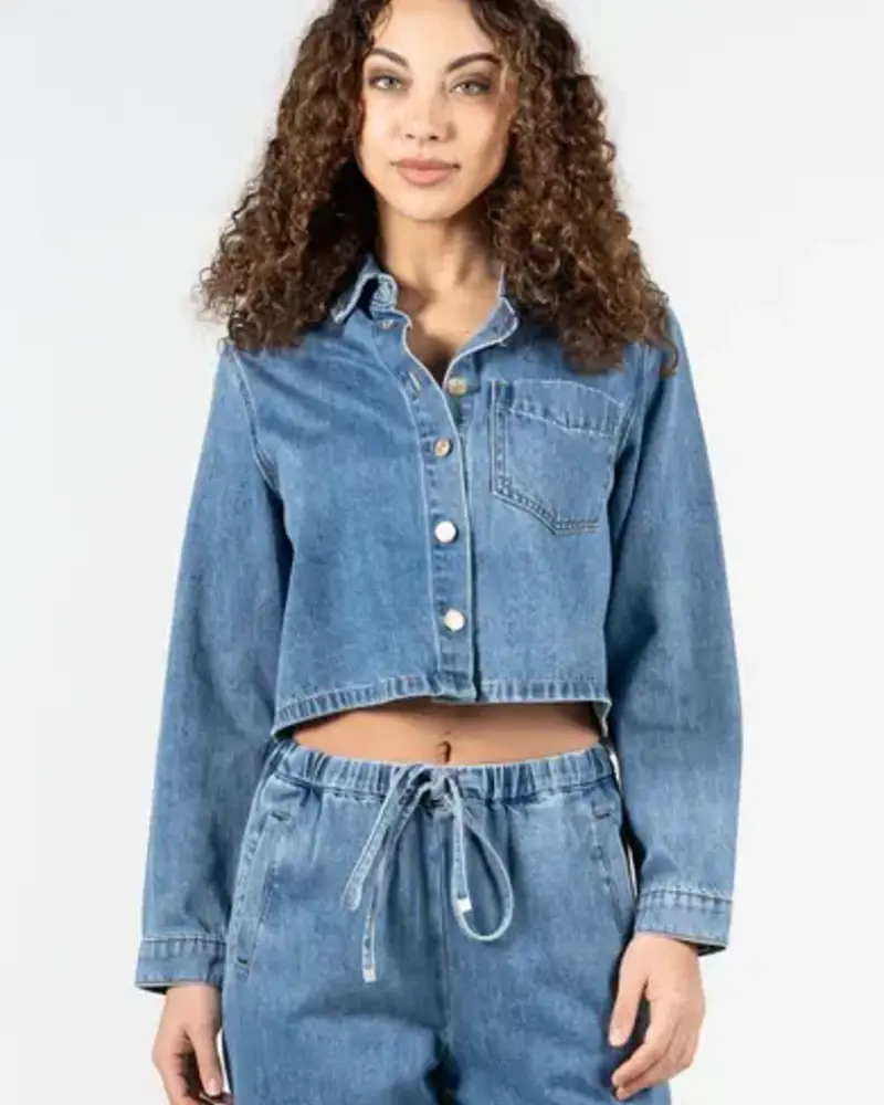 Crop Denim Shirt Jacket