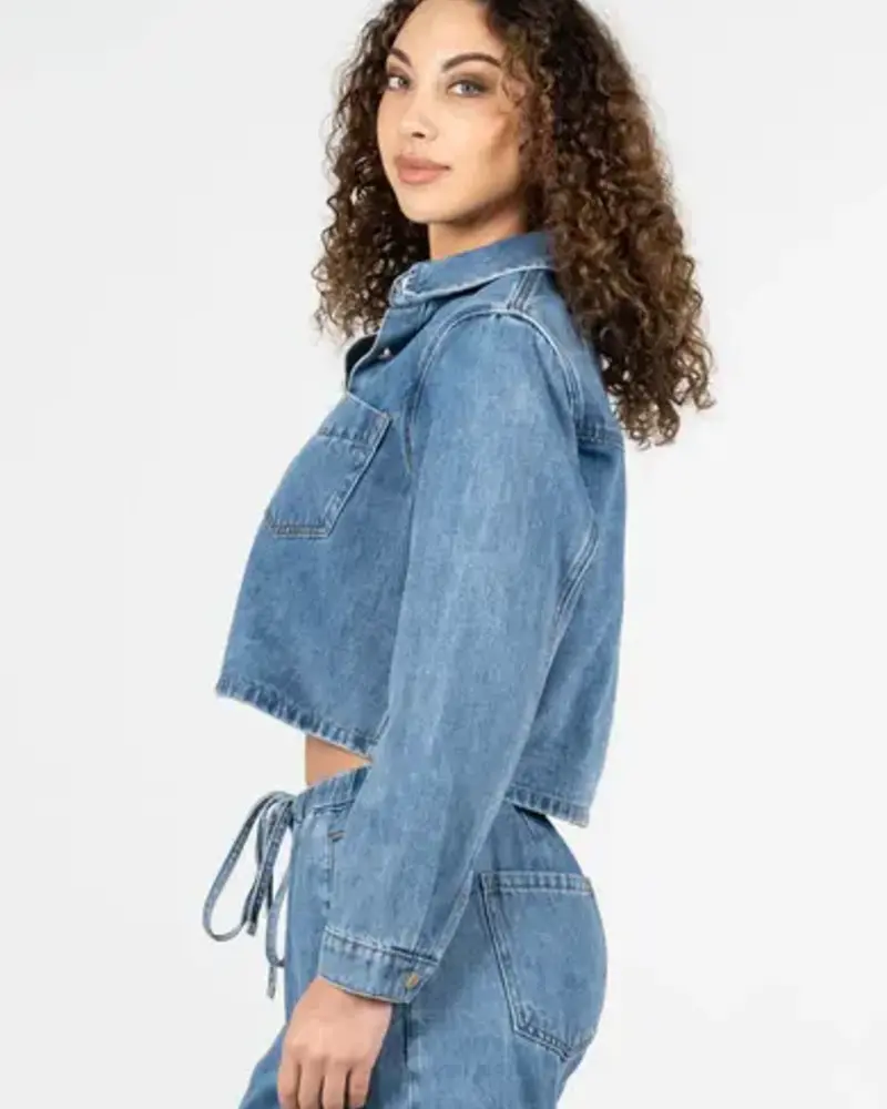 Crop Denim Shirt Jacket