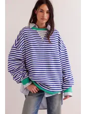 Free People Classic Striped Oversized Crewneck | Sand Dollar