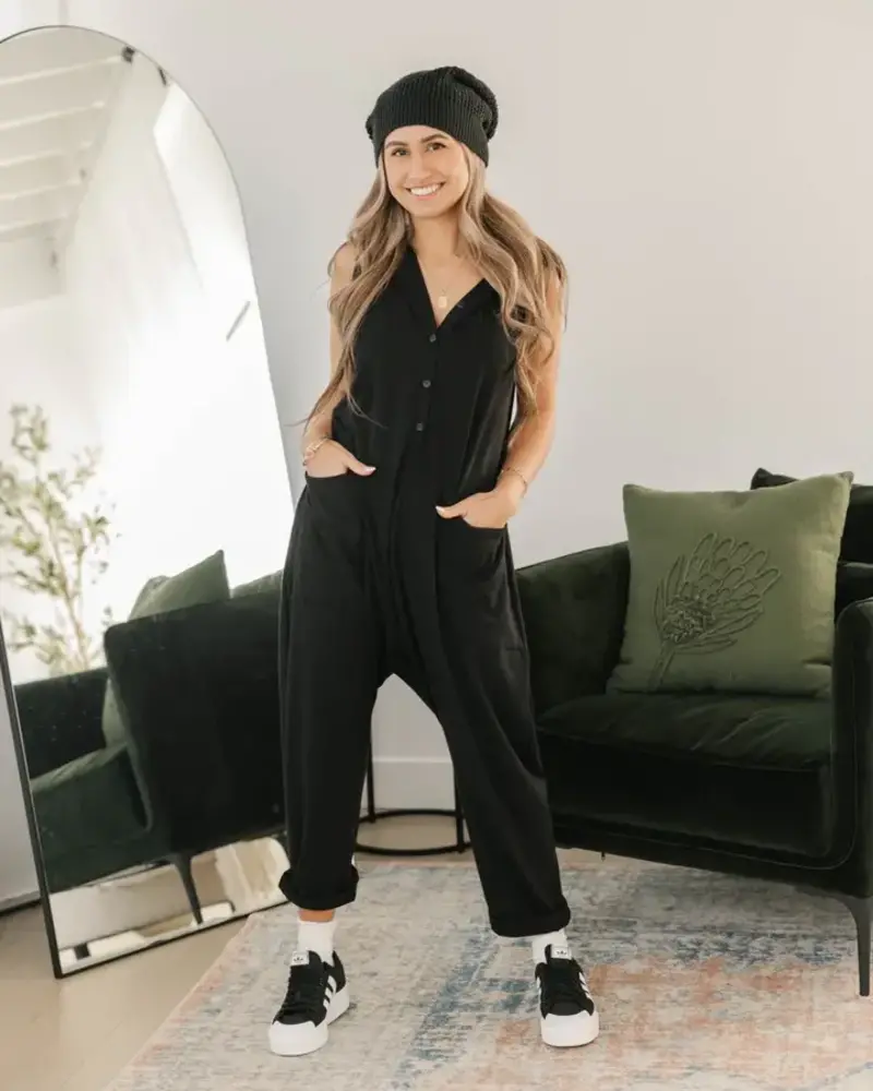 Smash + Tess Abigael Henley Romper | Black
