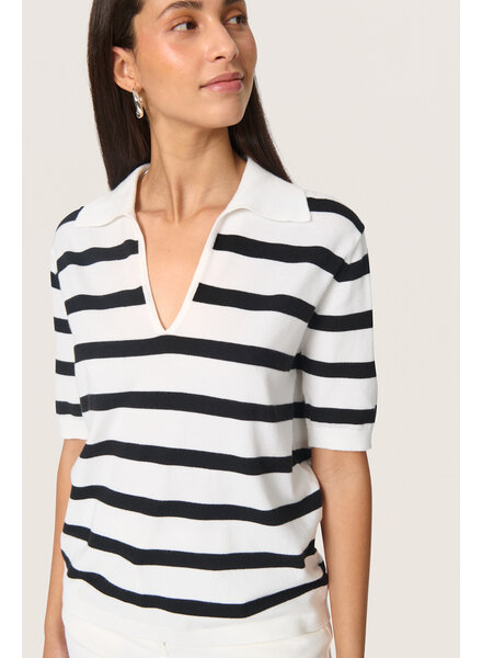 Spina Stripe Polo Pullover | Black