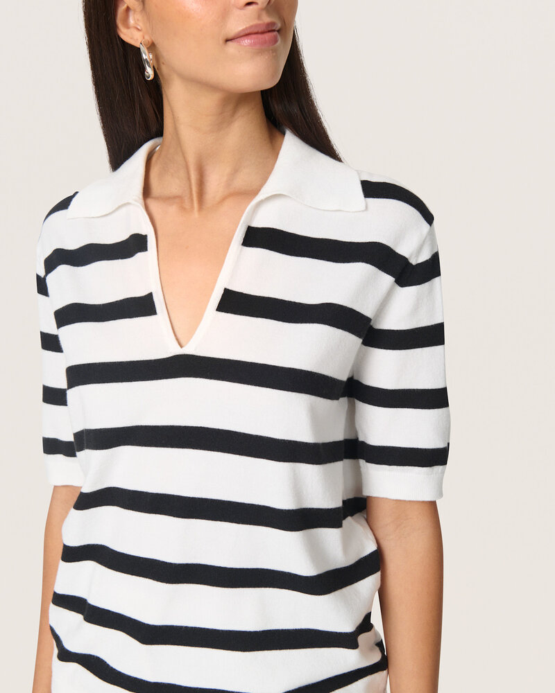 Spina Stripe Polo Pullover | Black
