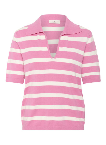 Spina Stripe Polo Pullover | Rose