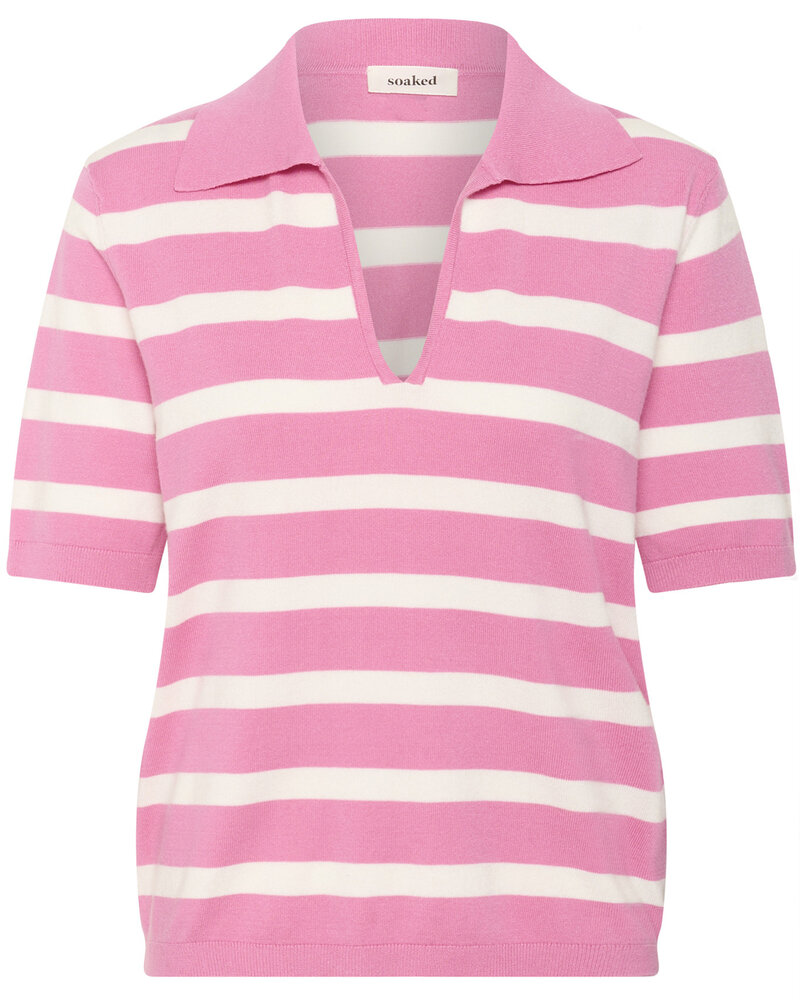 Spina Stripe Polo Pullover | Rose