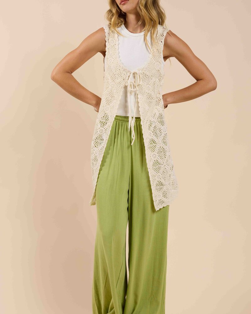 Fell For You Crochet Front Tie Cardigan