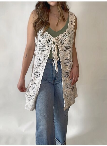 Fell For You Crochet Front Tie Cardigan