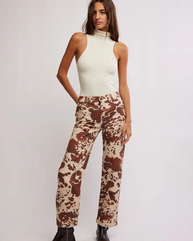 Free People Risk Taker Mid-Rise Jeans | Printed