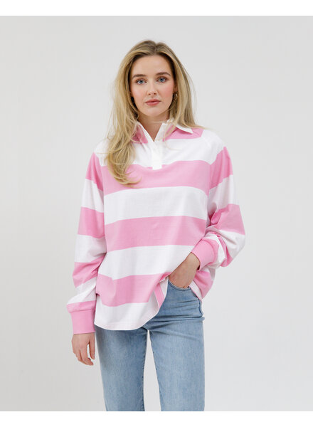 Stripe Rugby Polo | Retro Pink