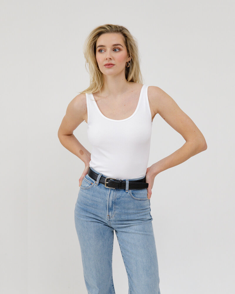Ribbed Fitted Tank Top | White