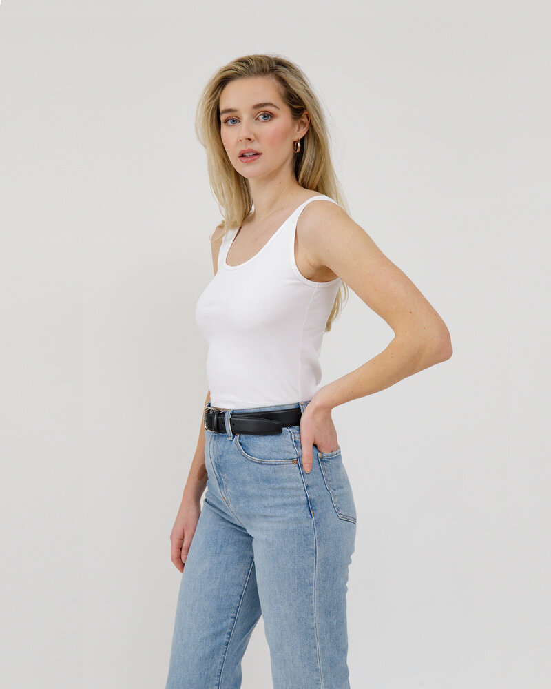 Ribbed Fitted Tank Top | White