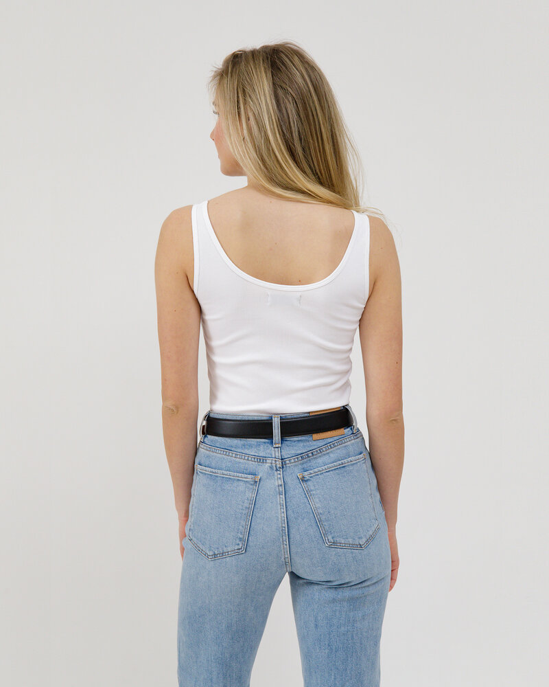 Ribbed Fitted Tank Top | White