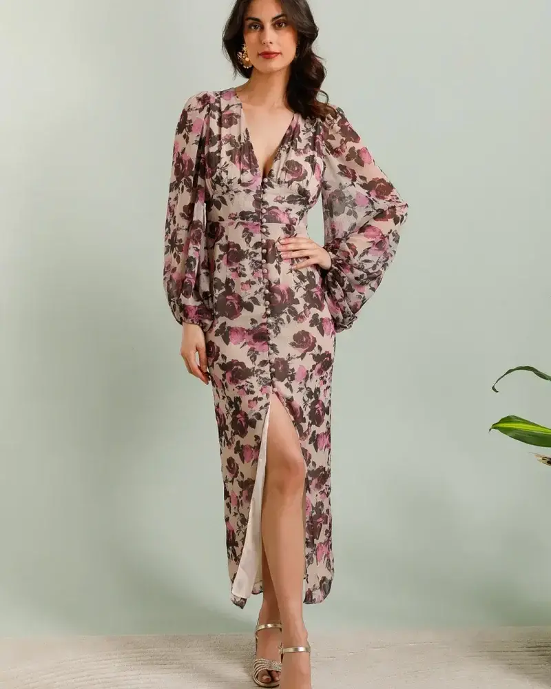 Fiona Floral Print Long Dress