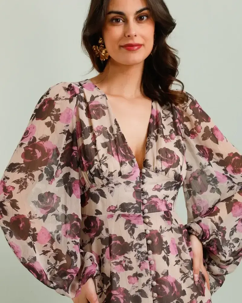 Fiona Floral Print Long Dress