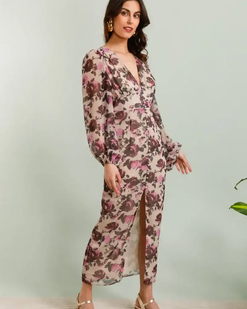 Fiona Floral Print Long Dress