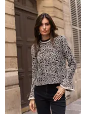 Hallie High-Neck Lace Blouse | Black