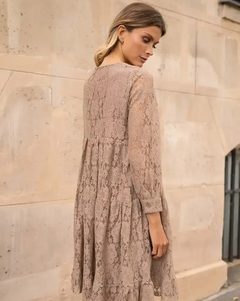 Judy Lace Dress | Taupe