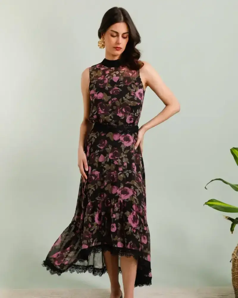 Purple Roses Set | Top and Skirt