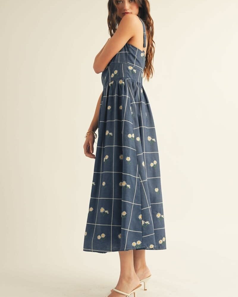 Vashti Floral Embroidered Midi Dress