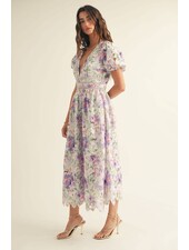 Calantha Floral Lace Flare Midi Dress